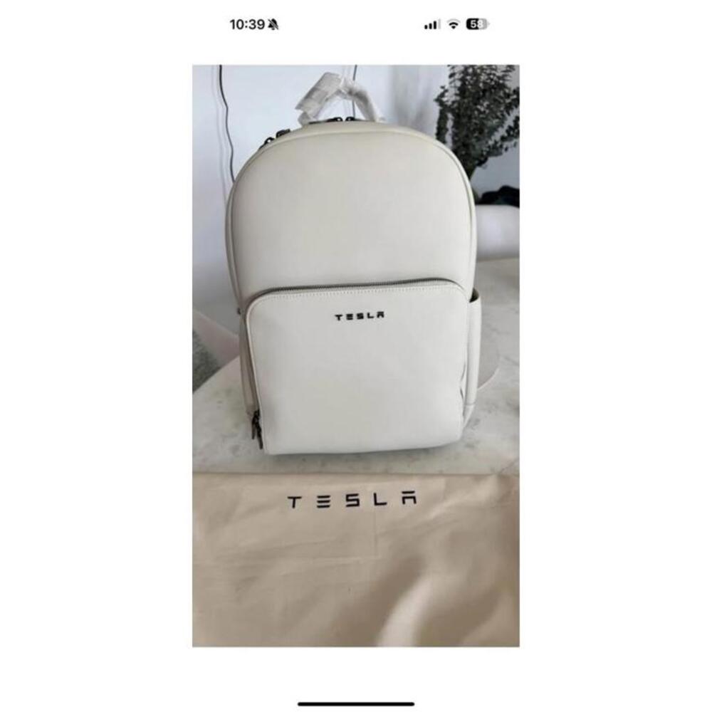 Tesla White Vegan Leather Backpack – New